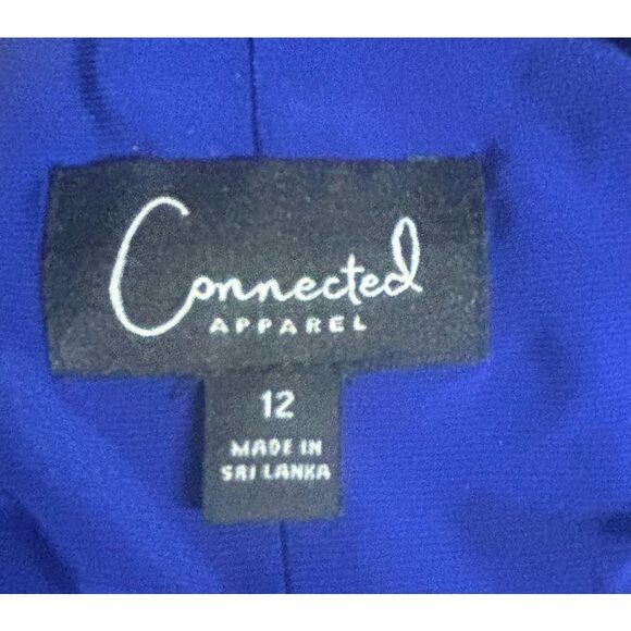 Connected Apparel Dress Sz 12 Floral Overlay Blue Shell Special Occasion Wedding - Picture 3 of 6